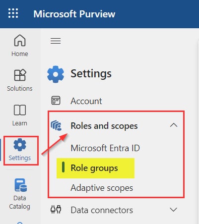 Screenshot zu Microsoft Purview Berechtigungen Zuweisungsanleitung