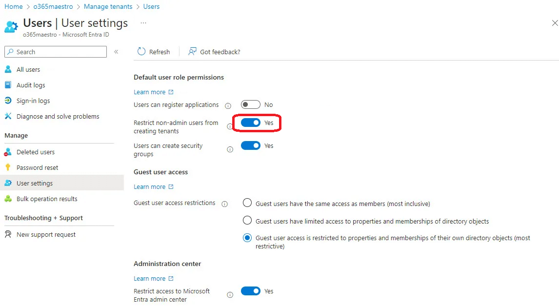 Screenshot zu Entra ID Best Practices Benutzerrollenberechtigungen