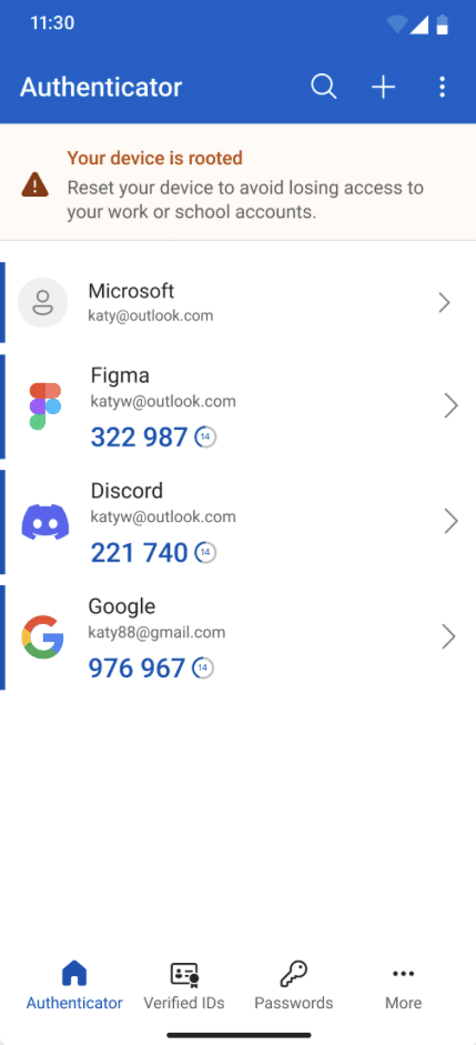 Phase 1 Gerät hat einen Rooted
