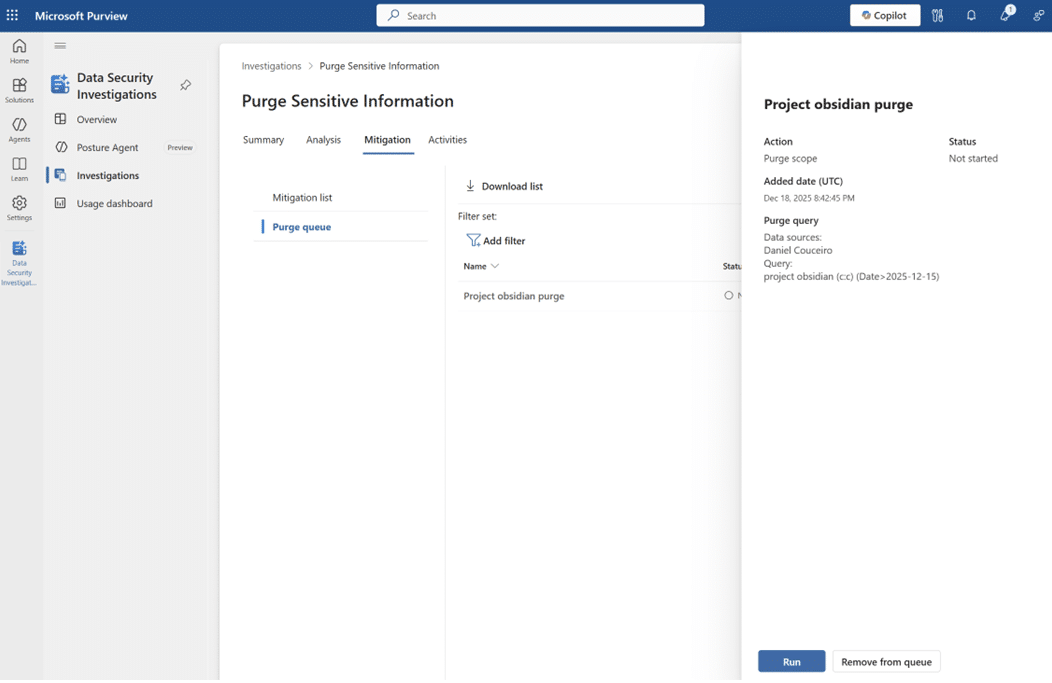 Löschwarteschlange für Data Security Investigations Löschwarteschlange für Data Security Investigations
