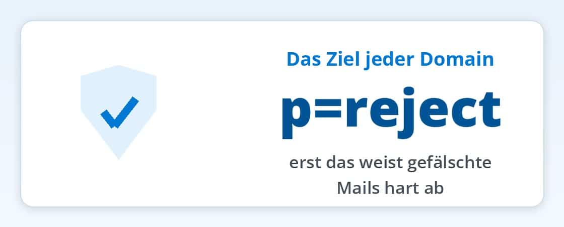 p=reject ist das Ziel jeder Domain – erst das weist gefälschte Mails hart ab p=reject ist das Ziel jeder Domain – erst das weist gefälschte Mails hart ab
